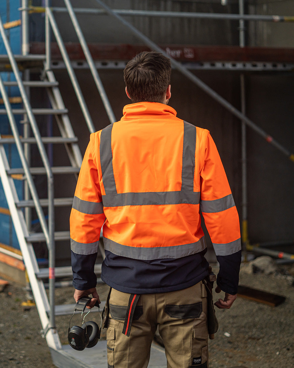 Hi-Vis Landy Softshell Jacket in Fluoro Orange & Navy