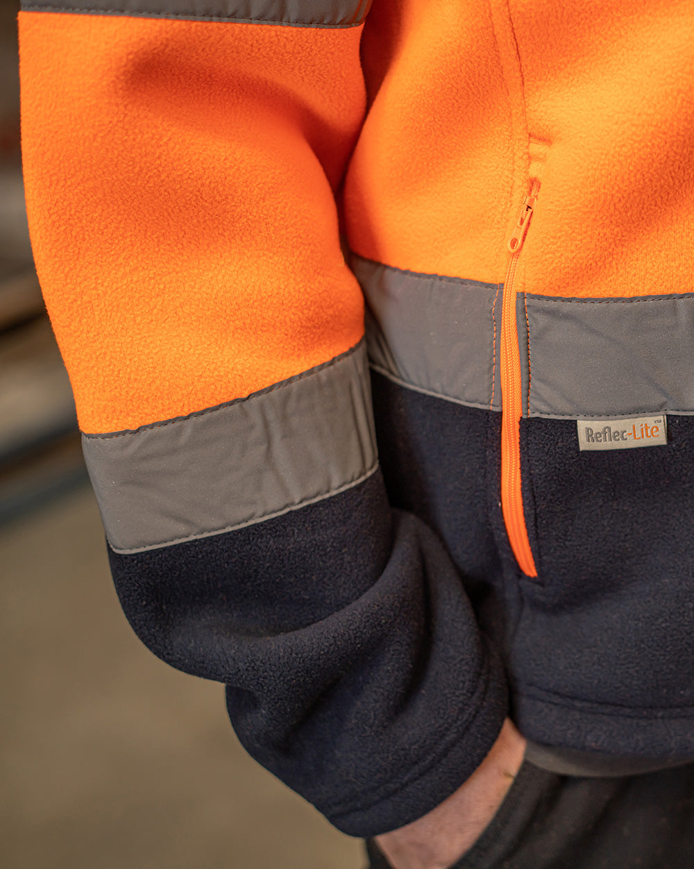 Hi-Vis Lumber Jacket with Tape in Fluoro Orange & Navy