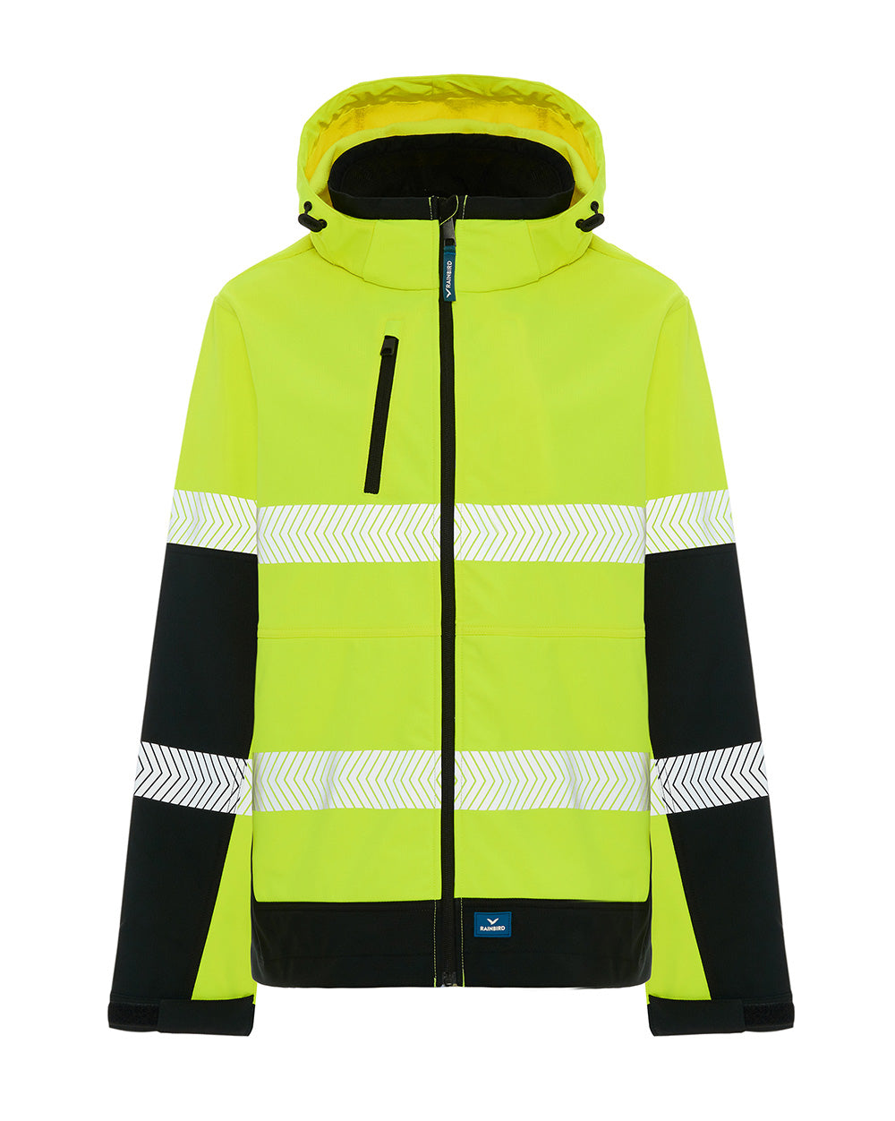 Hi-Vis Matthews Hooded Softshell Jacket in Fluoro Yellow & Black