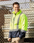 Hi-Vis Pilot Jacket with Tape in Fluoro Yellow & Navy