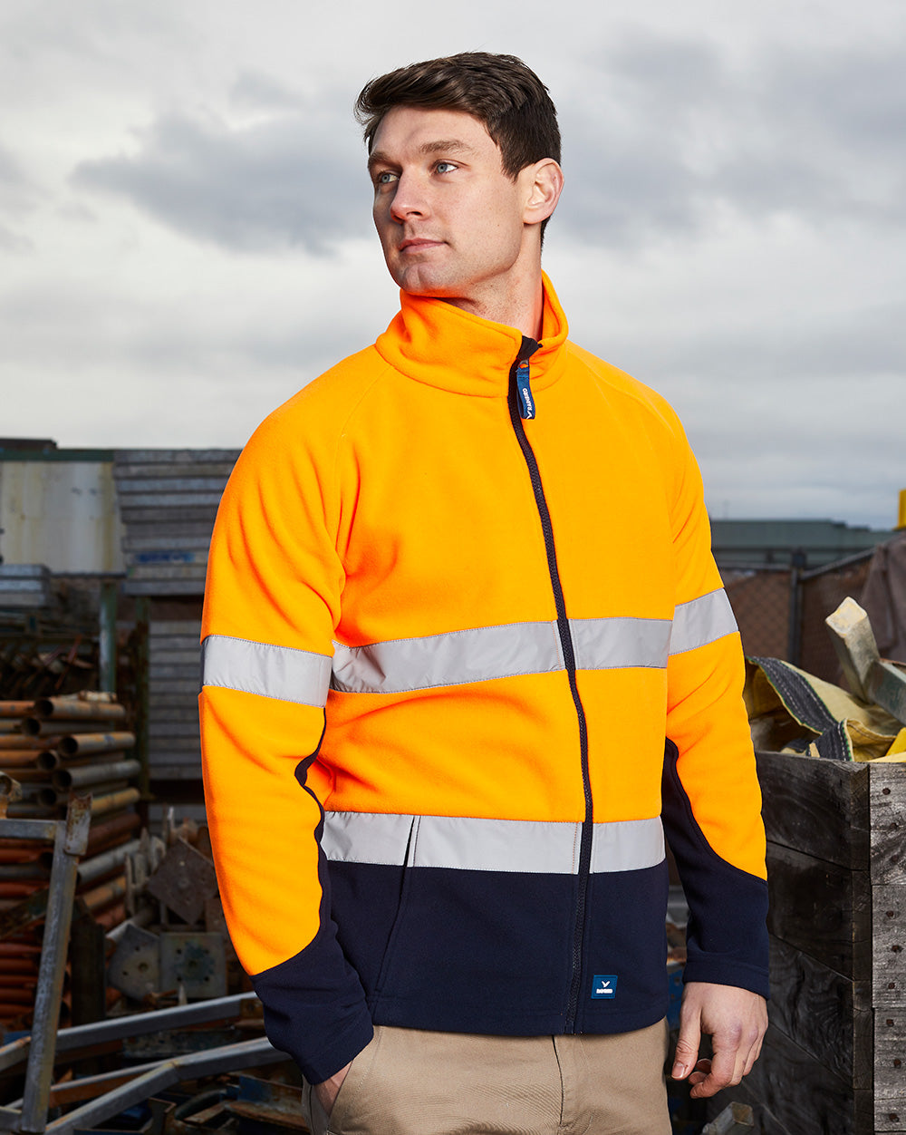 Hi-Vis Rafter Fleece Jacket in Fluoro Orange & Navy