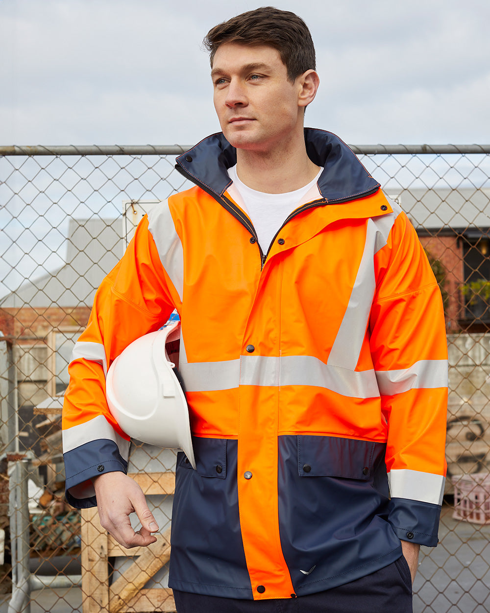 Hi-Vis Shelter Jacket in Fluoro Orange & Navy