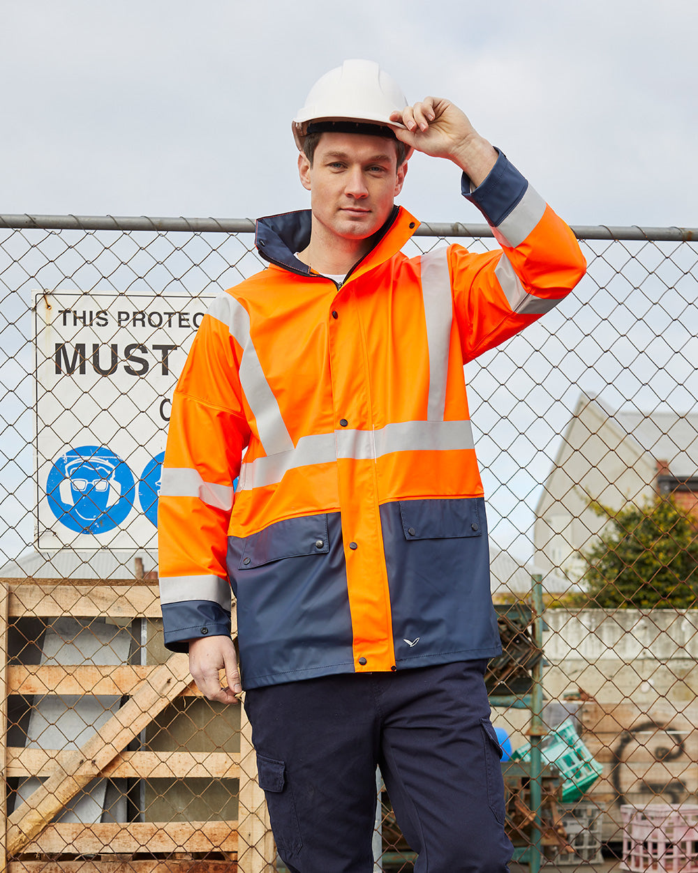 Hi-Vis Shelter Jacket in Fluoro Orange & Navy