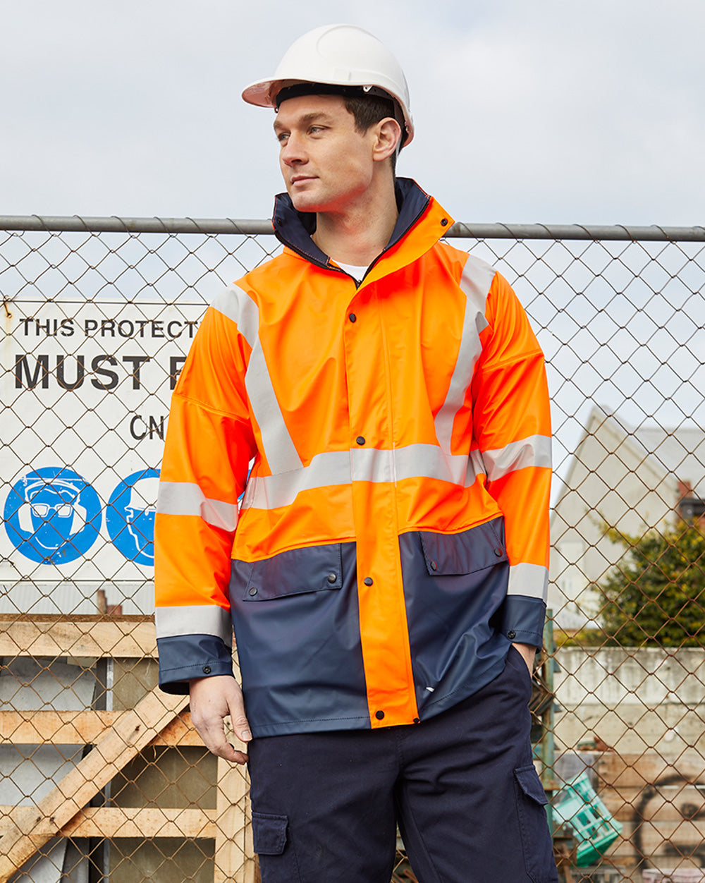Hi-Vis Shelter Jacket in Fluoro Orange & Navy