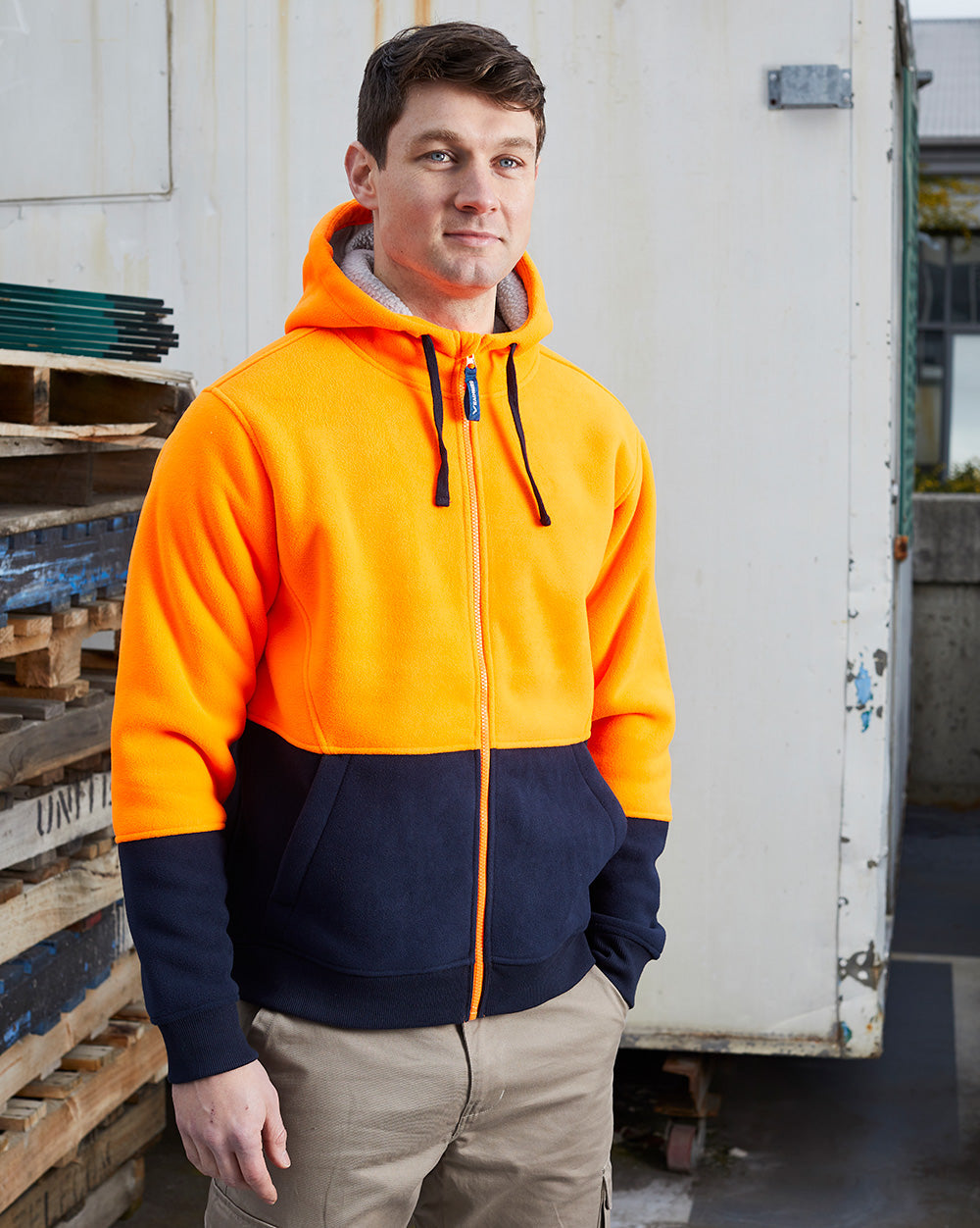 Taylor Hoodie Fluoro Orange & Navy