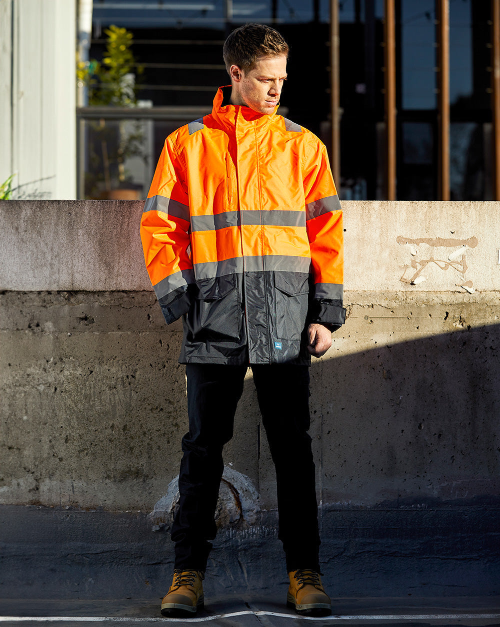 Hi-Vis Ultimate Jacket in Fluoro Orange & Navy