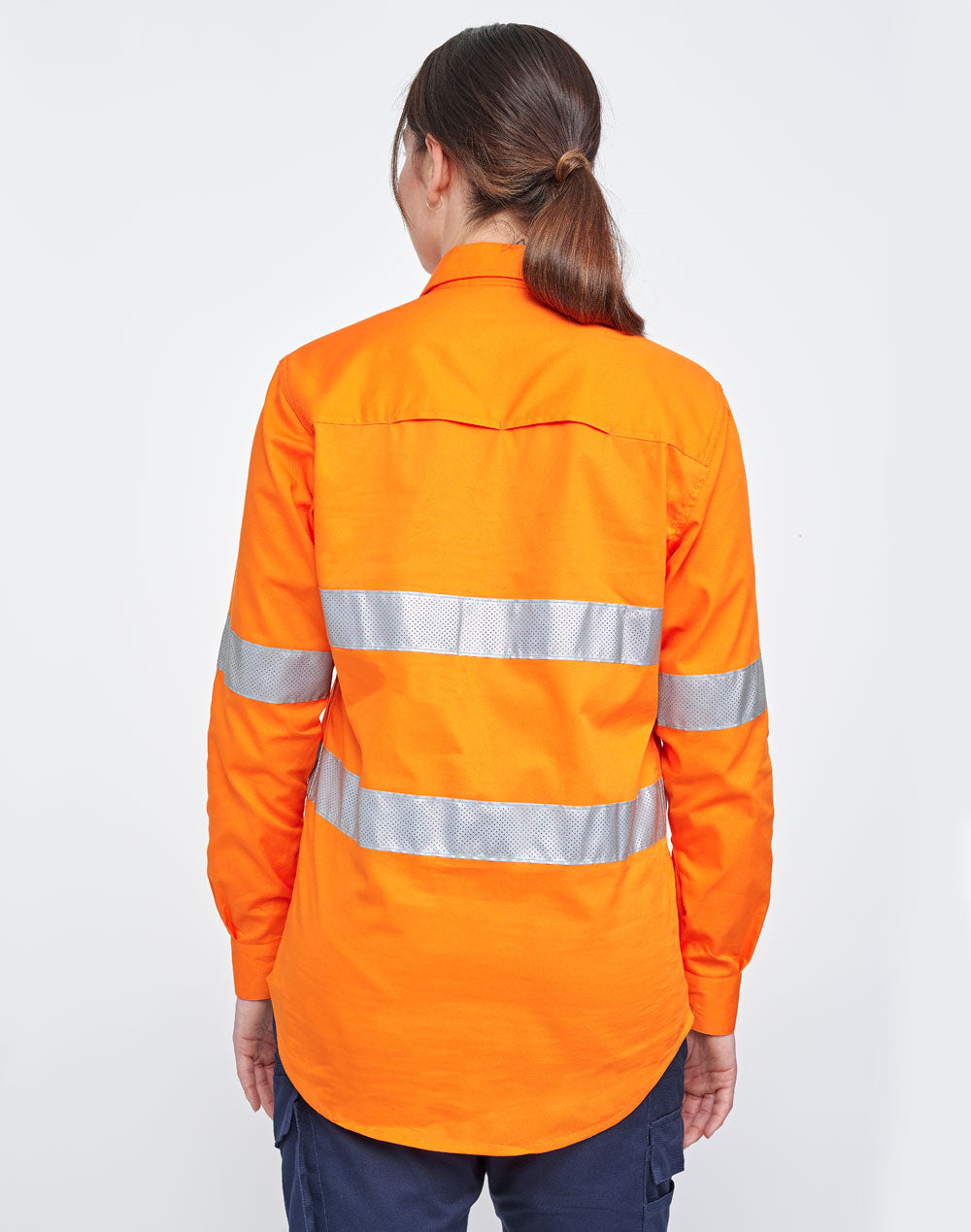 SW87 UNISEX HI-VIS COOL BREEZE CLOSED FRONT LS SHIRT WITH  PERFORATED TAPE