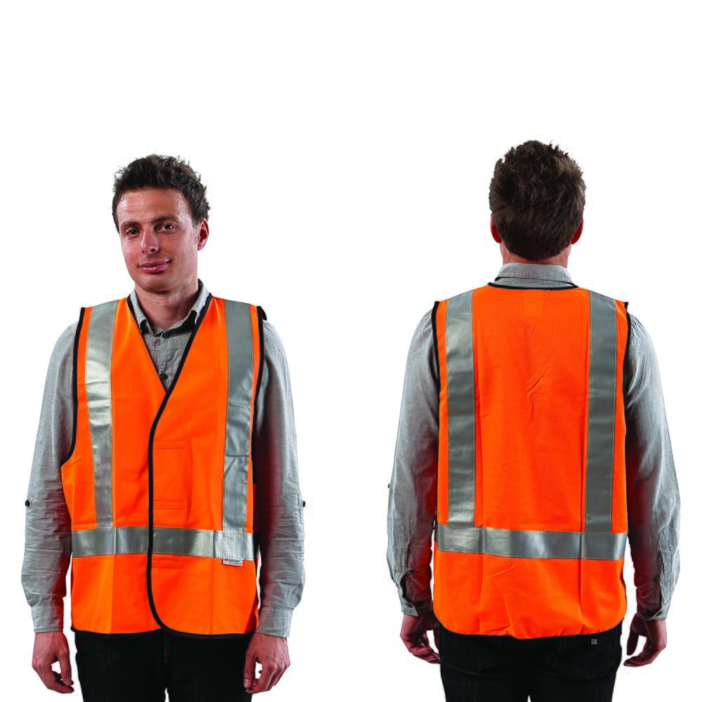 Fluro Safety H Back Taped Vest: Day/Night Use Fluro Orange
