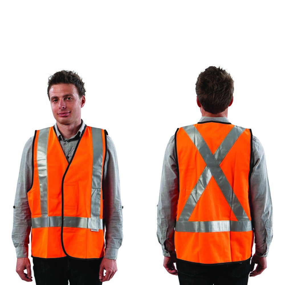 Fluro Safety X Back Taped Vest: Day/Night Use Fluro Yellow