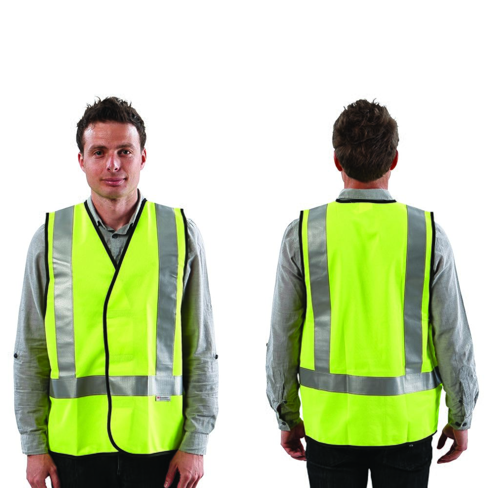 Fluro Safety H Back Taped Vest: Day/Night Use Fluro Yellow