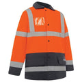 Hi Vis 2 Tone 3/4 Length Wet Weather Taped Jacket Orange/Navy
