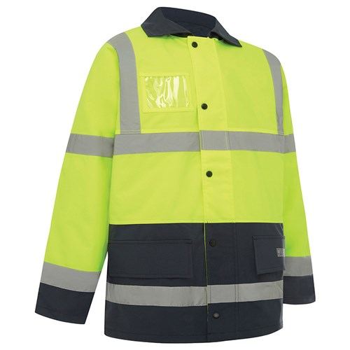 Hi Vis 2 Tone 3/4 Length Wet Weather Taped Jacket Yellow/Navy