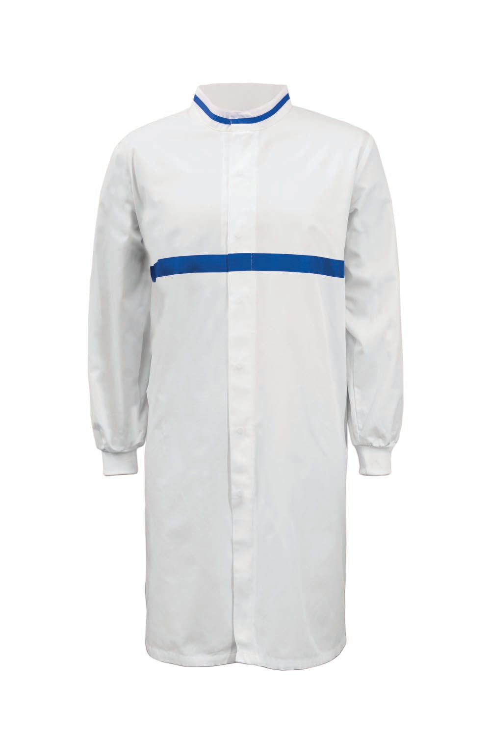 LONG SLEEVE FOOD INDUSTRY LONG LENGTH DUSTCOAT WITH CONTRAST TRIMS ON COLLAR AND CHEST