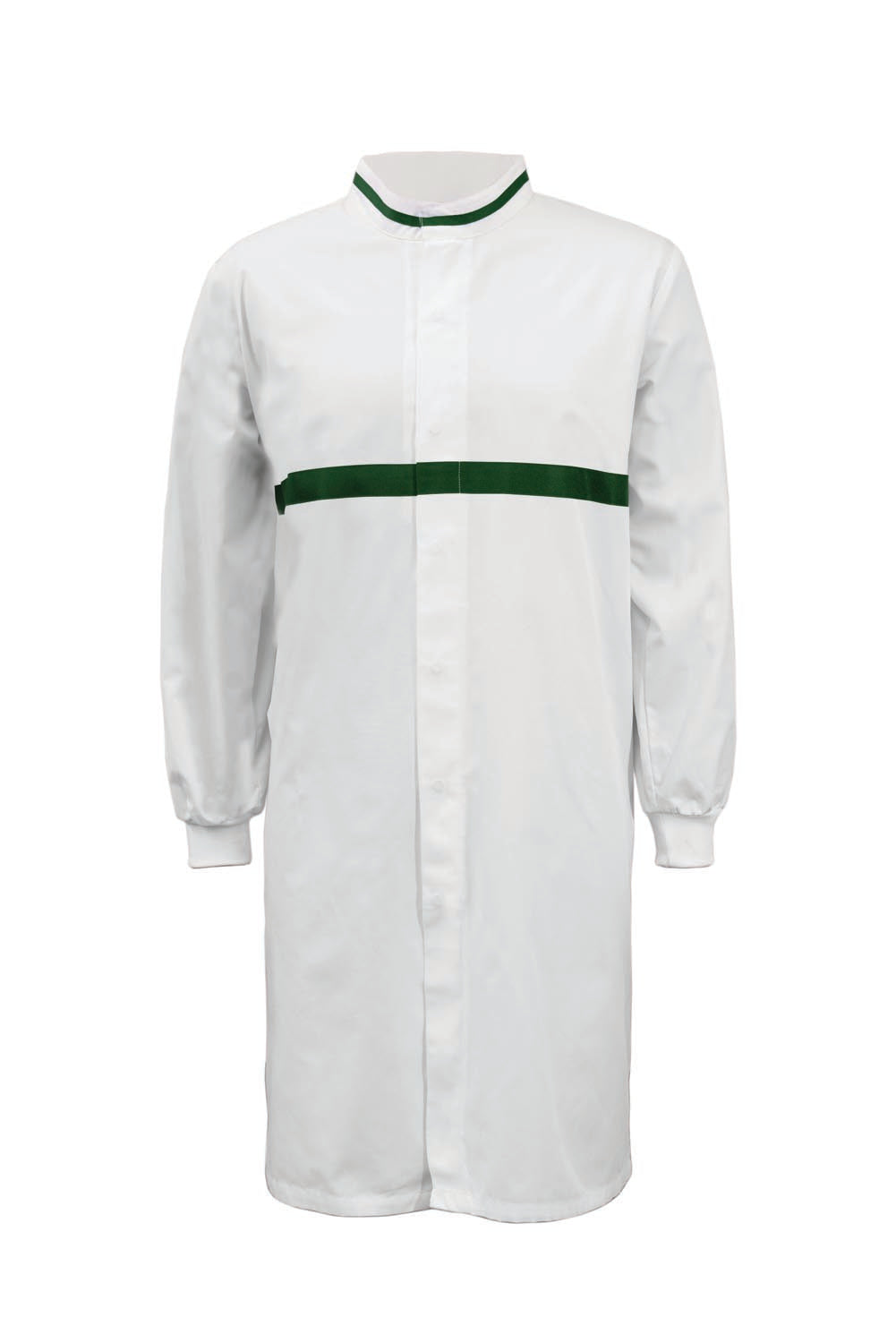 LONG SLEEVE FOOD INDUSTRY LONG LENGTH DUSTCOAT WITH CONTRAST TRIMS ON COLLAR AND CHEST
