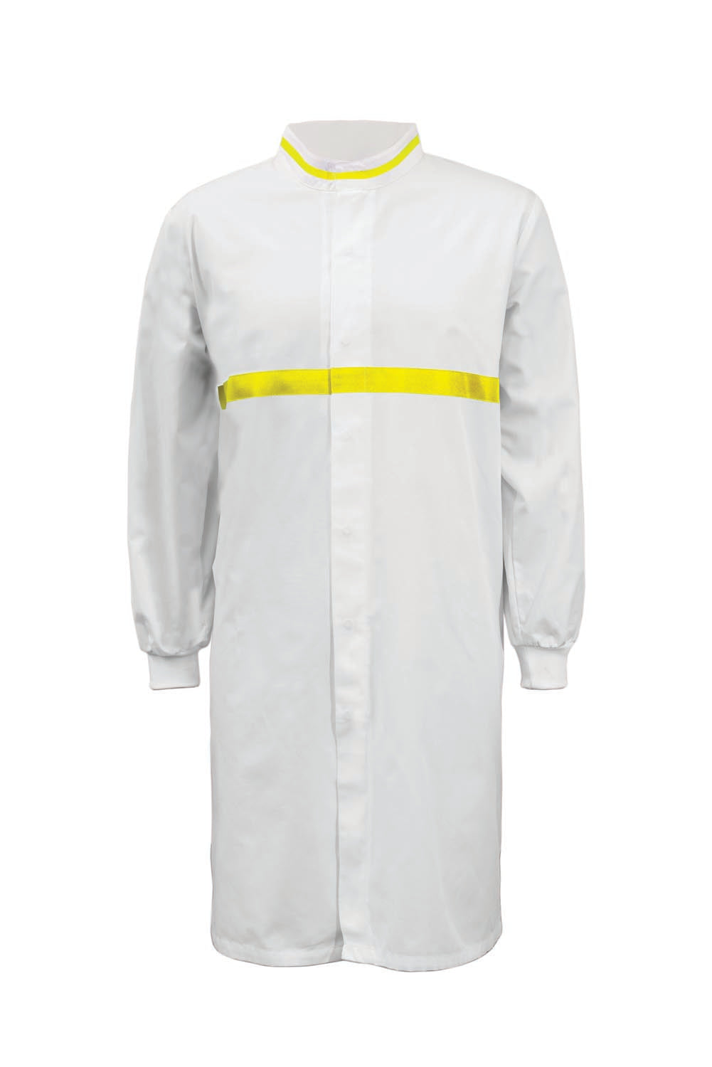 LONG SLEEVE FOOD INDUSTRY LONG LENGTH DUSTCOAT WITH CONTRAST TRIMS ON COLLAR AND CHEST