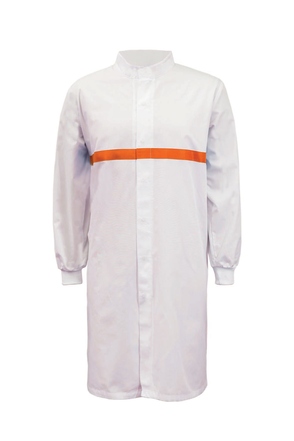 LONG SLEEVE FOOD INDUSTRY LONG LENGTH DUSTCOAT WITH CONTRAST TRIMS ON CHEST