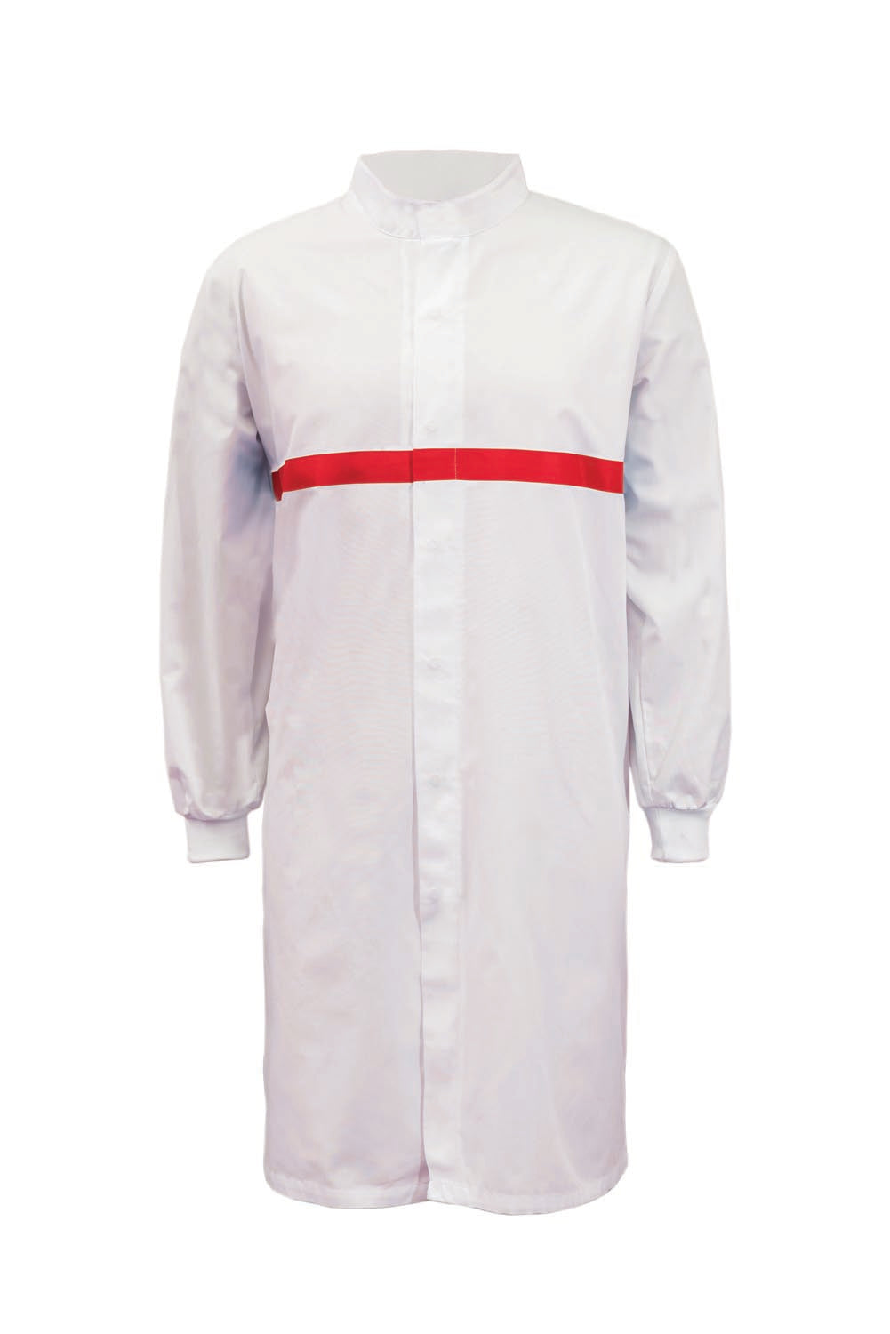 LONG SLEEVE FOOD INDUSTRY LONG LENGTH DUSTCOAT WITH CONTRAST TRIMS ON CHEST