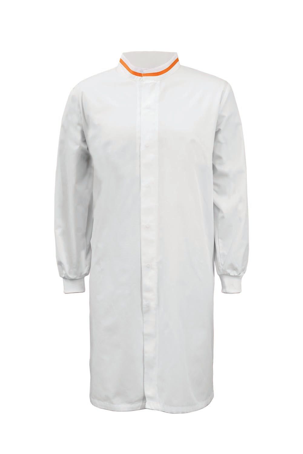 LONG SLEEVE FOOD INDUSTRY LONG LENGTH DUSTCOAT WITH CONTRAST TRIMS ON COLLAR