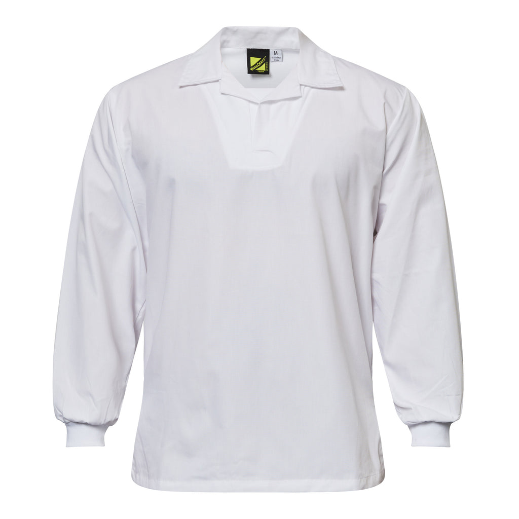 LONG SLEEVE FOOD INDUSTRY JACSHIRT WITH MODESTY NECK INSERT