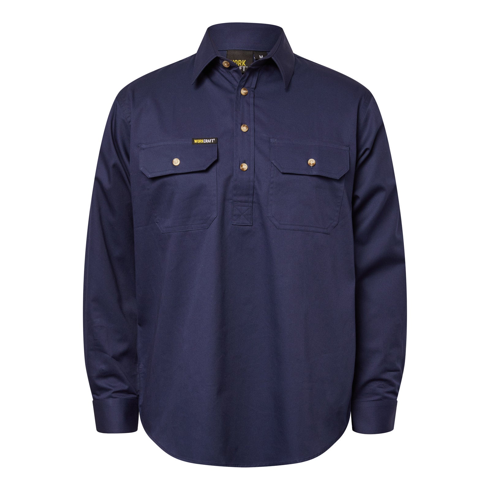 LIGHTWEIGHT LONG SLEEVE CLOSED FRONT COTTON DRILL SHIRT
