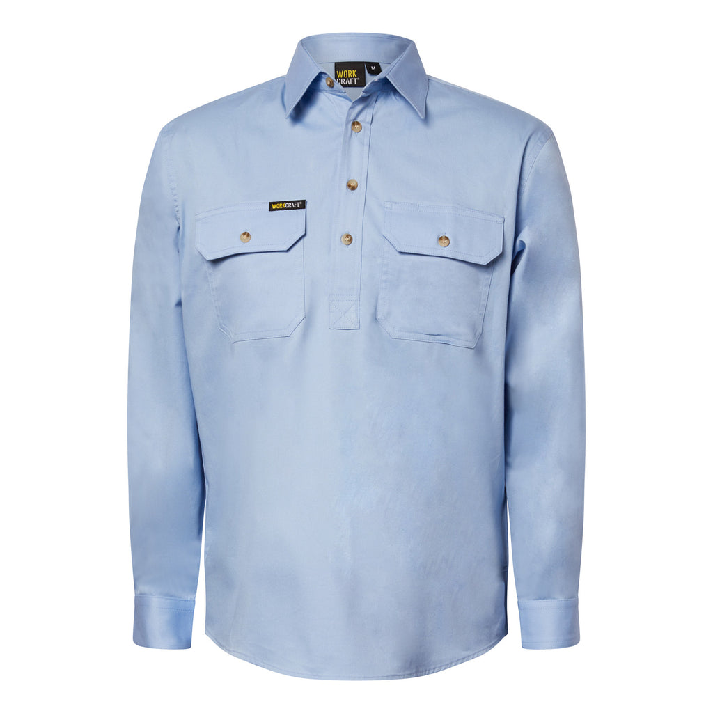 LIGHTWEIGHT LONG SLEEVE CLOSED FRONT COTTON DRILL SHIRT