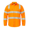 LIGHTWEIGHT HI VIS VENTED COTTON DRILL REFLECTIVE SHIRT WITH SEMI GUSSET SLEEVES- VIC RAIL COMPLIANT WS6011