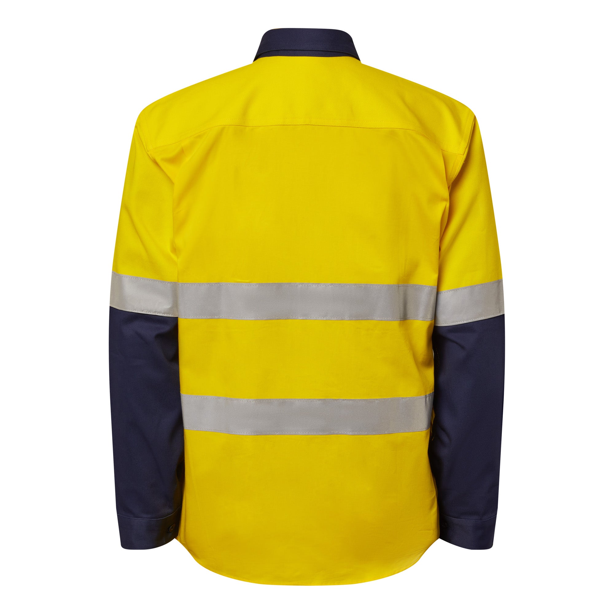 HEAVY DUTY HYBRID HI VIS CLOSED FRONT COTTON DRILL REFLECTIVE SHIRT WITH GUSSET SLEEVES