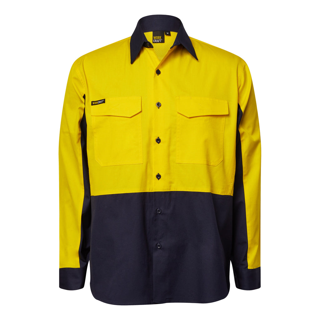 HI VIS LONG SLEEVE VENTED RIPSTOP SHIRT