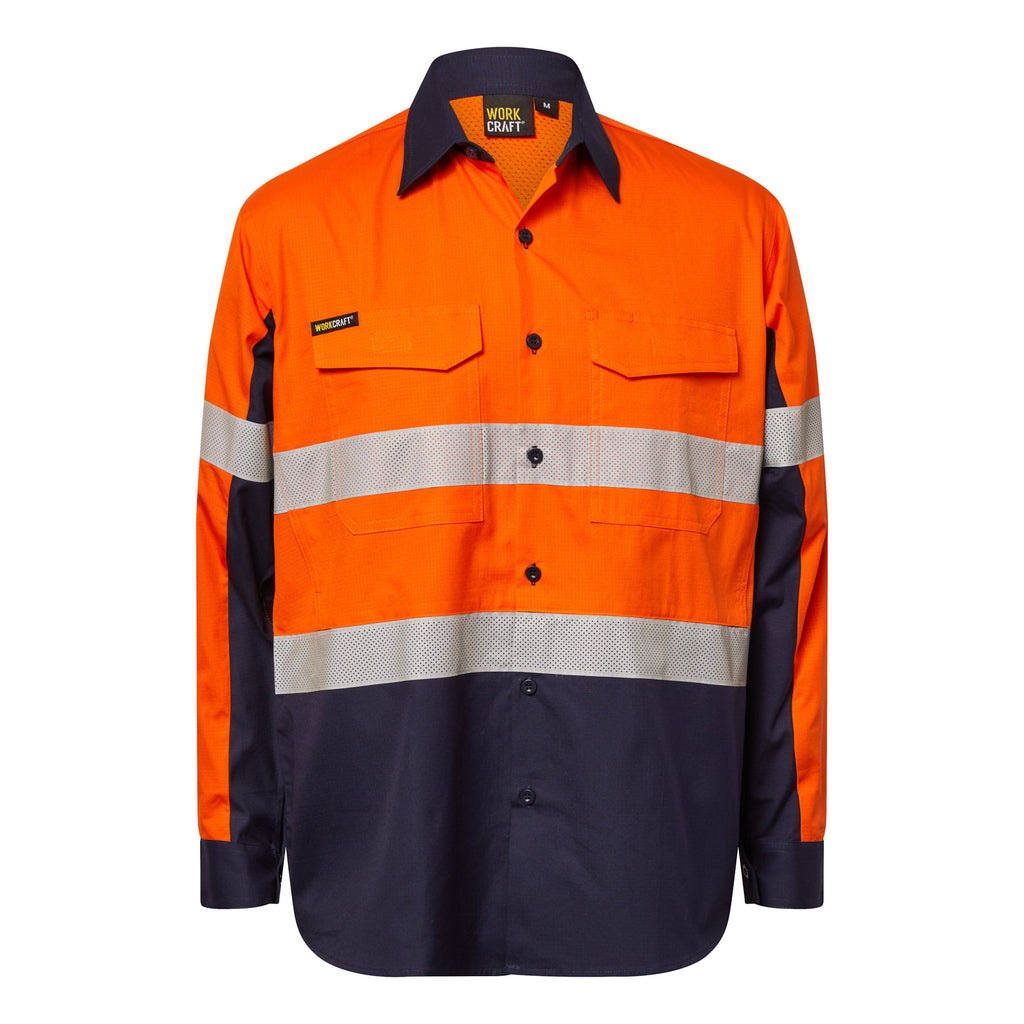 HI VIS LONG SLEEVE VENTED REFLECTIVE RIPSTOP SHIRT