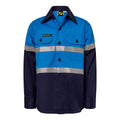 KIDS LIGHTWEIGHT HI VIS LONG SLEEVE REFLECTIVE COTTON DRILL SHIRT