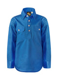 KIDS LIGHTWEIGHT LONG SLEEVE CLOSED FRONT COTTON DRILL SHIRT