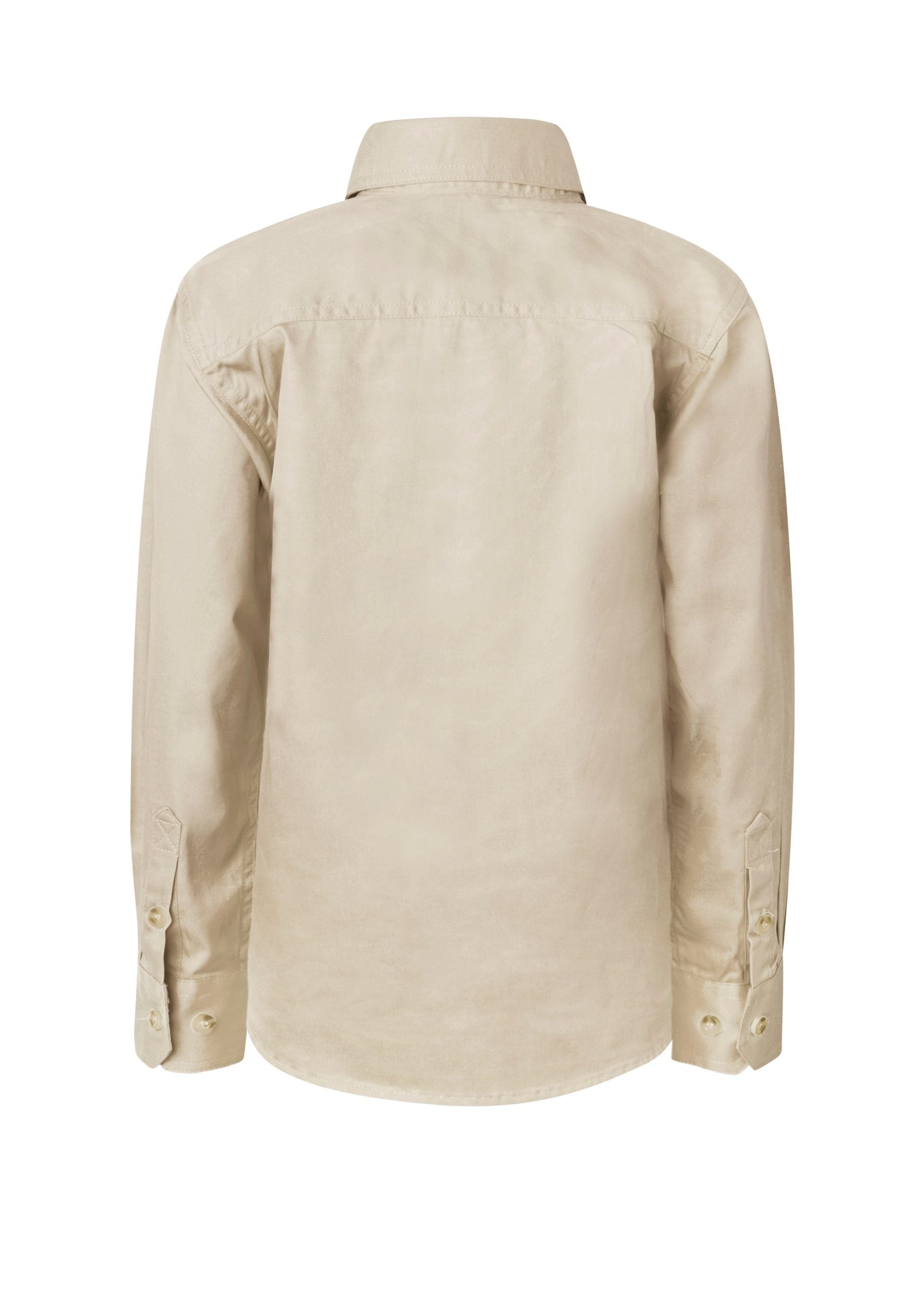 KIDS LIGHTWEIGHT LONG SLEEVE CLOSED FRONT COTTON DRILL SHIRT