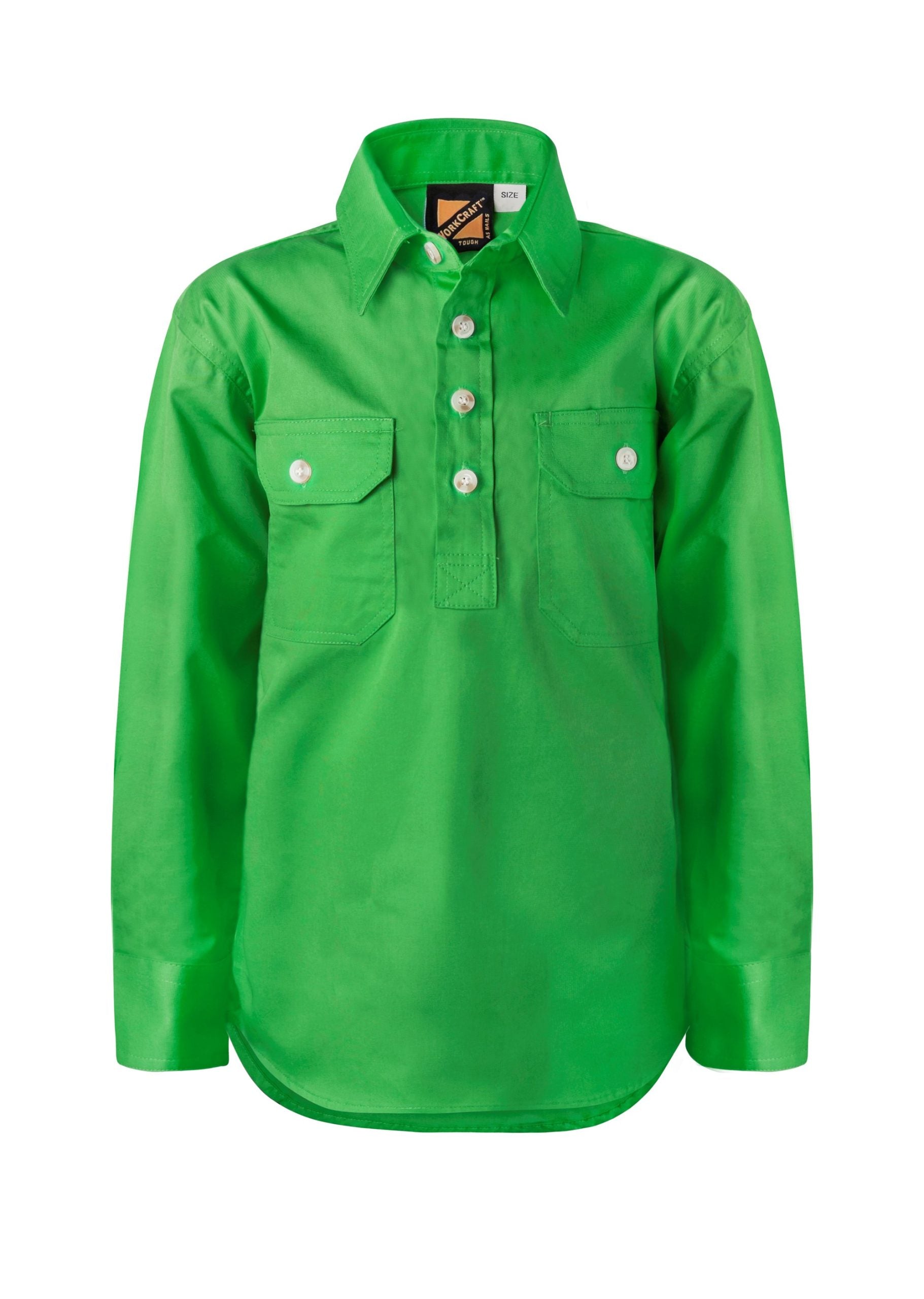 KIDS LIGHTWEIGHT LONG SLEEVE CLOSED FRONT COTTON DRILL SHIRT