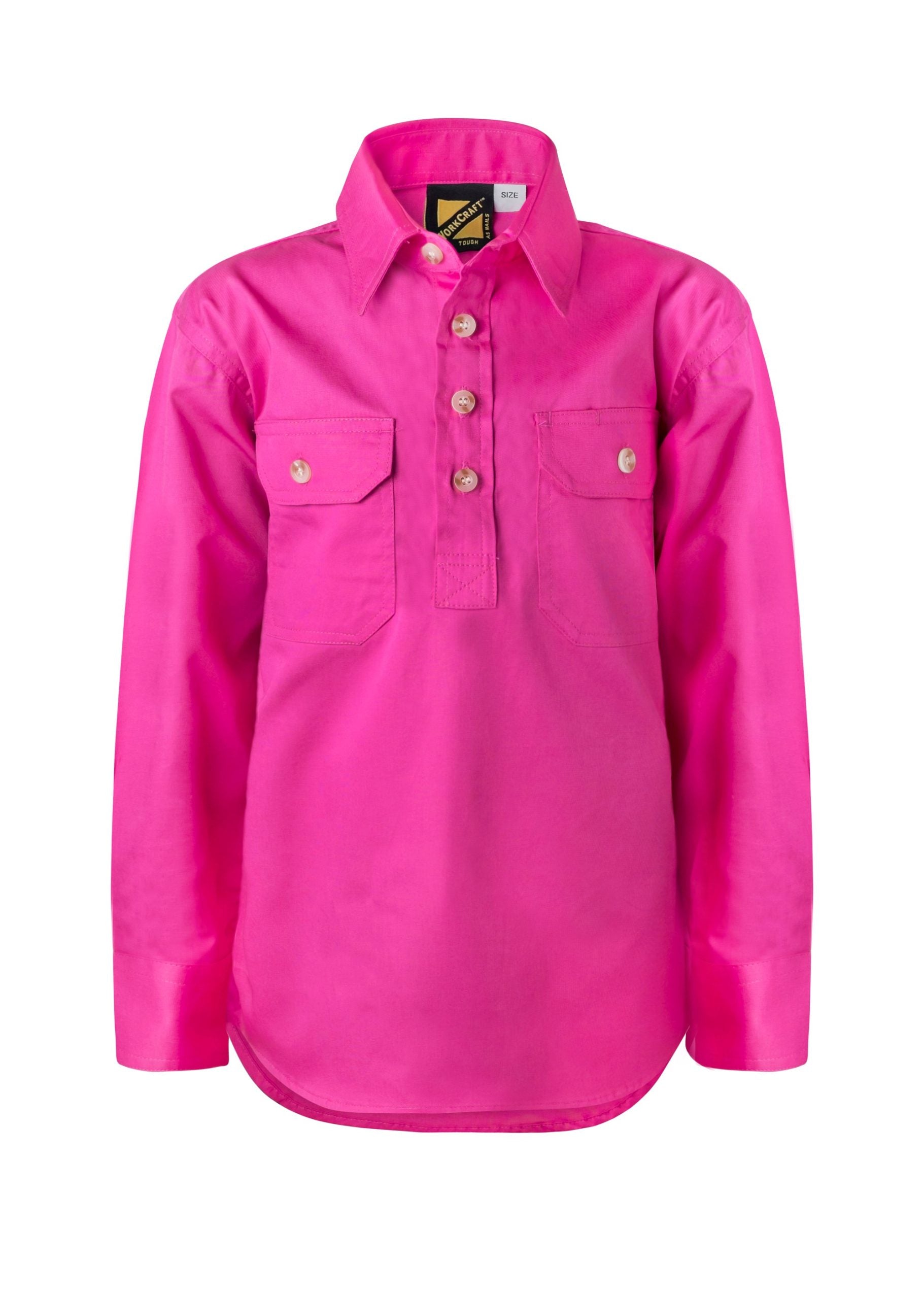 KIDS LIGHTWEIGHT LONG SLEEVE CLOSED FRONT COTTON DRILL SHIRT