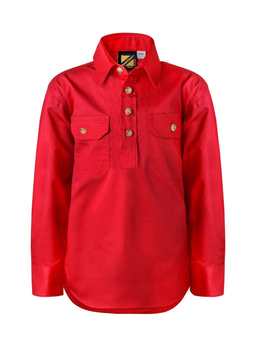 KIDS LIGHTWEIGHT LONG SLEEVE CLOSED FRONT COTTON DRILL SHIRT