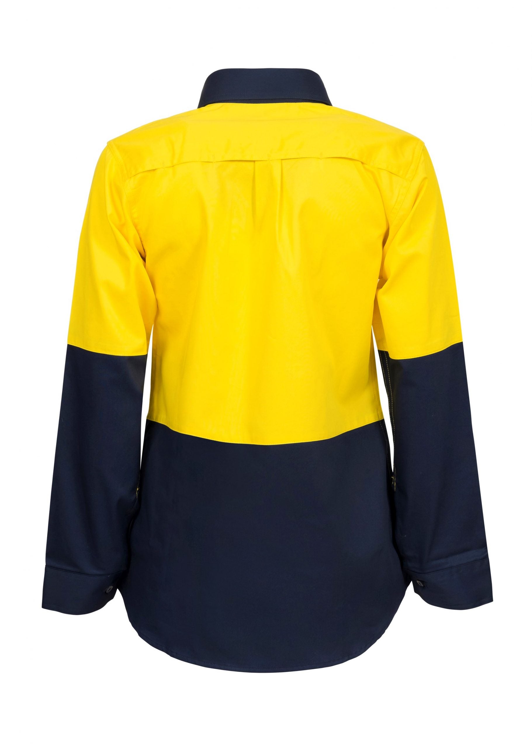 LADIES LIGHTWEIGHT HI VIS LONG SLEEVE VENTED COTTON DRILL SHIRT