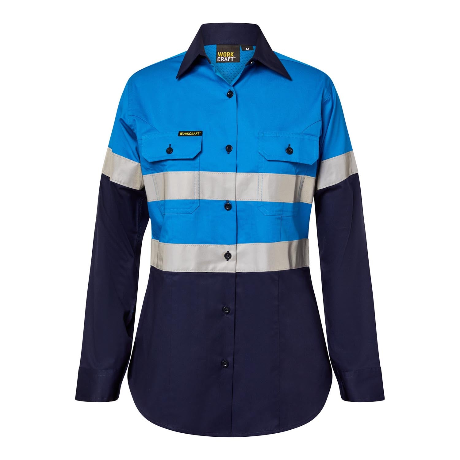 LADIES LIGHTWEIGHT HI VIS LONG SLEEVE VENTED REFLECTIVE COTTON DRILL SHIRT – NIGHT USE ONLY