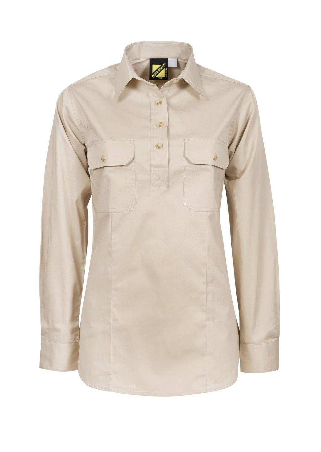 LADIES LIGHTWEIGHT LONG SLEEVE CLOSED FRONT COTTON DRILL SHIRT