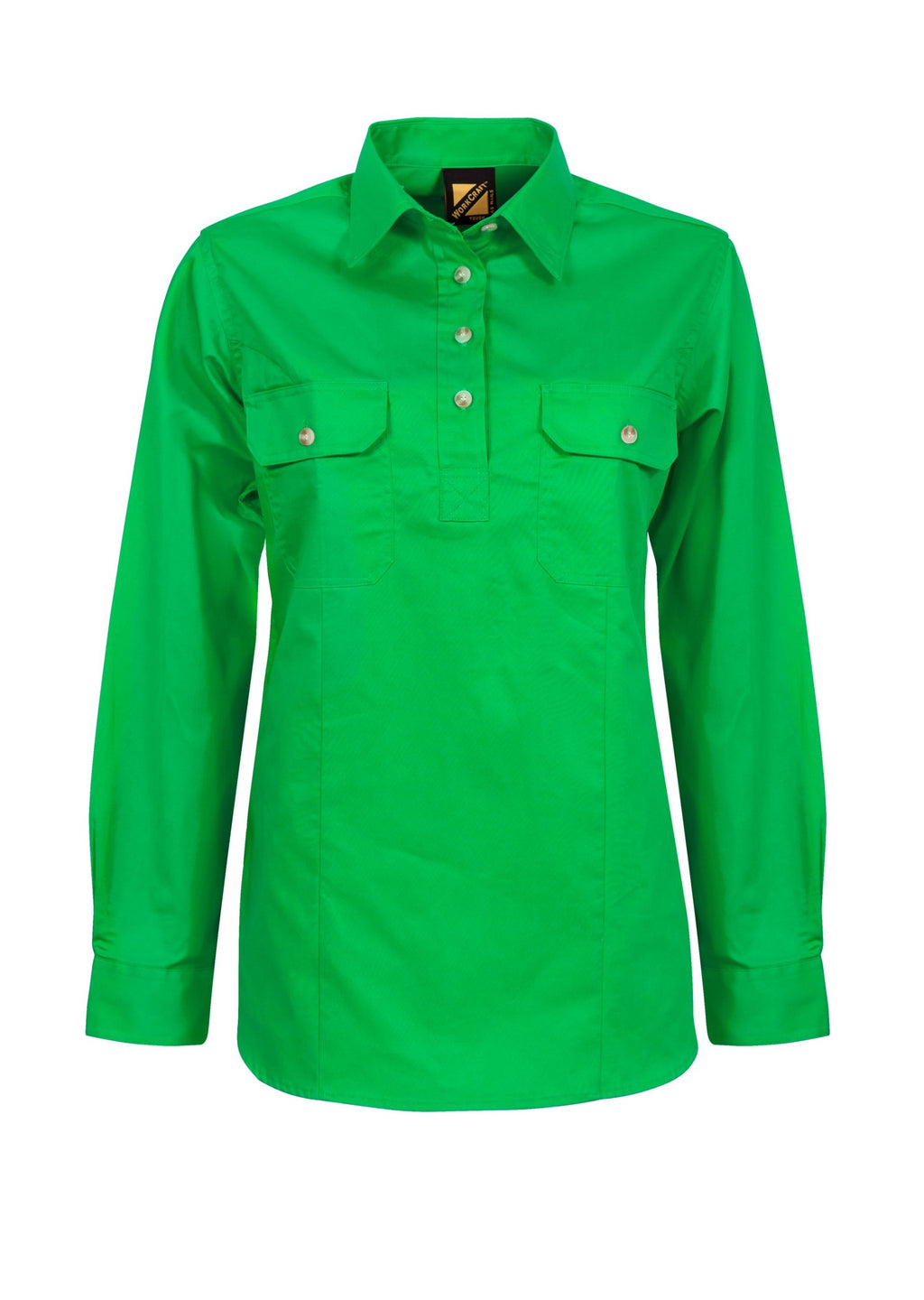 LADIES LIGHTWEIGHT LONG SLEEVE CLOSED FRONT COTTON DRILL SHIRT