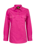 LADIES LIGHTWEIGHT LONG SLEEVE CLOSED FRONT COTTON DRILL SHIRT