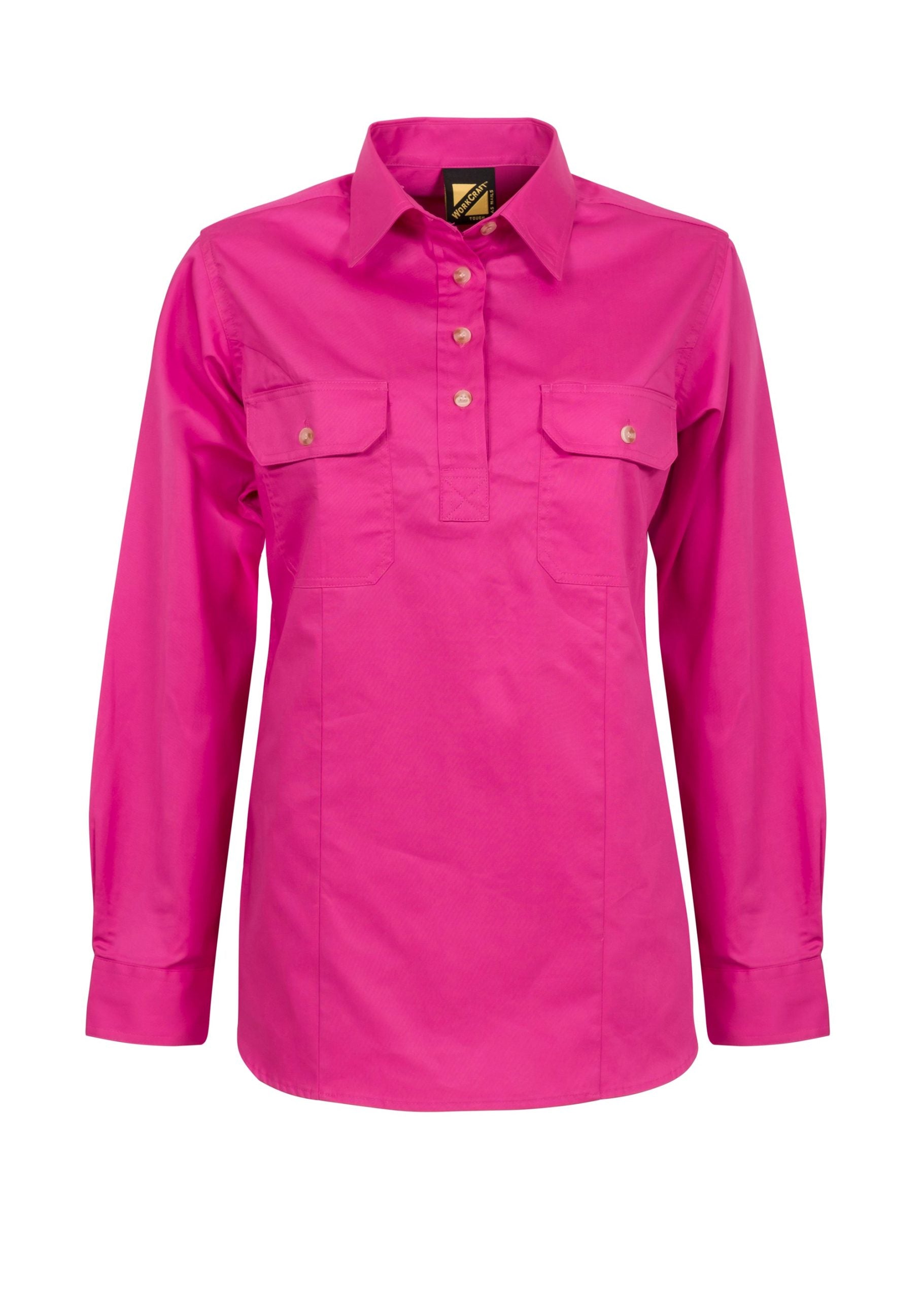 LADIES LIGHTWEIGHT LONG SLEEVE CLOSED FRONT COTTON DRILL SHIRT