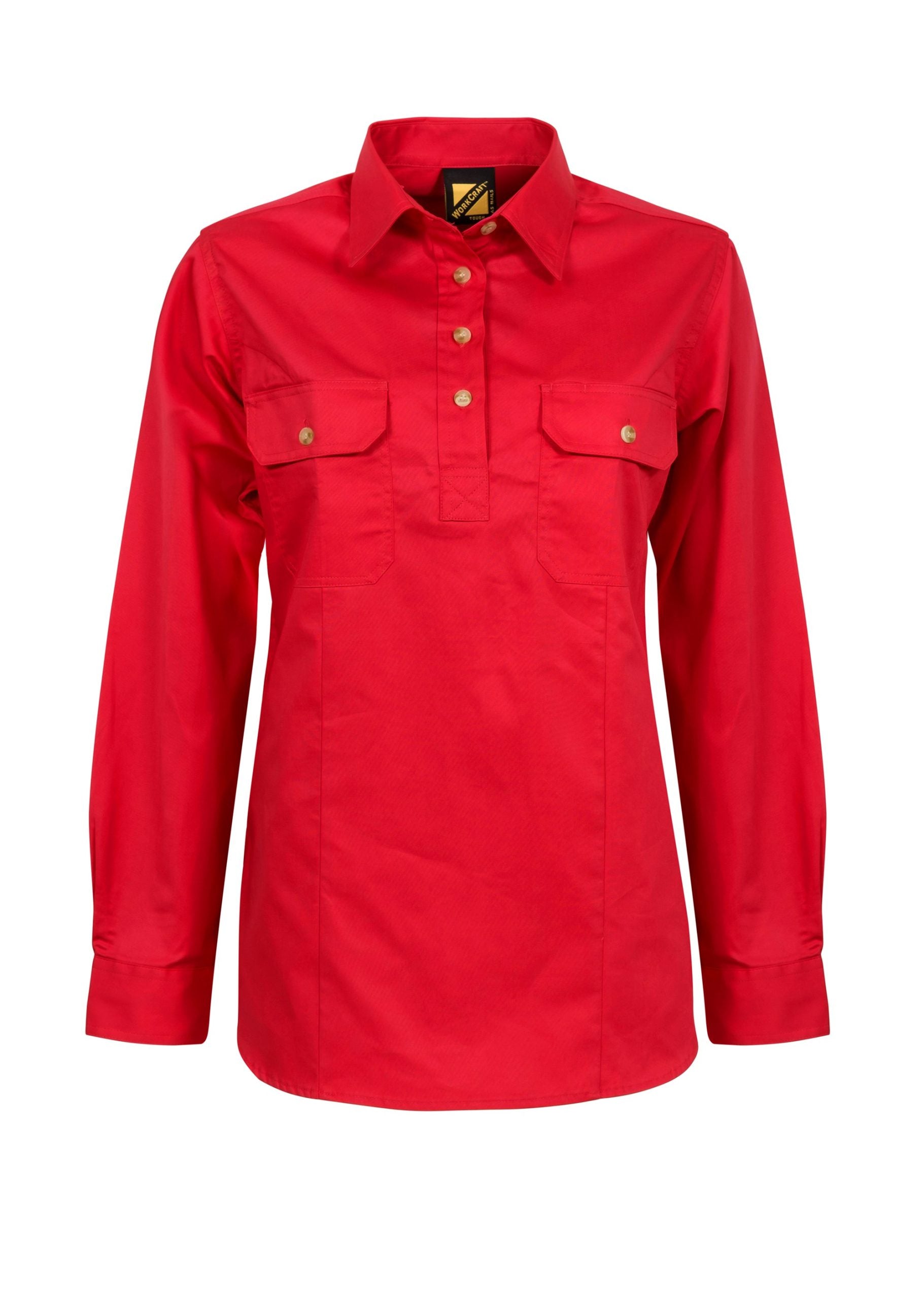 LADIES LIGHTWEIGHT LONG SLEEVE CLOSED FRONT COTTON DRILL SHIRT