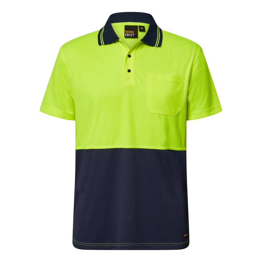 HI VIS LIGHTWEIGHT SHORT SLEEVE MICROMESH POLO WITH POCKET