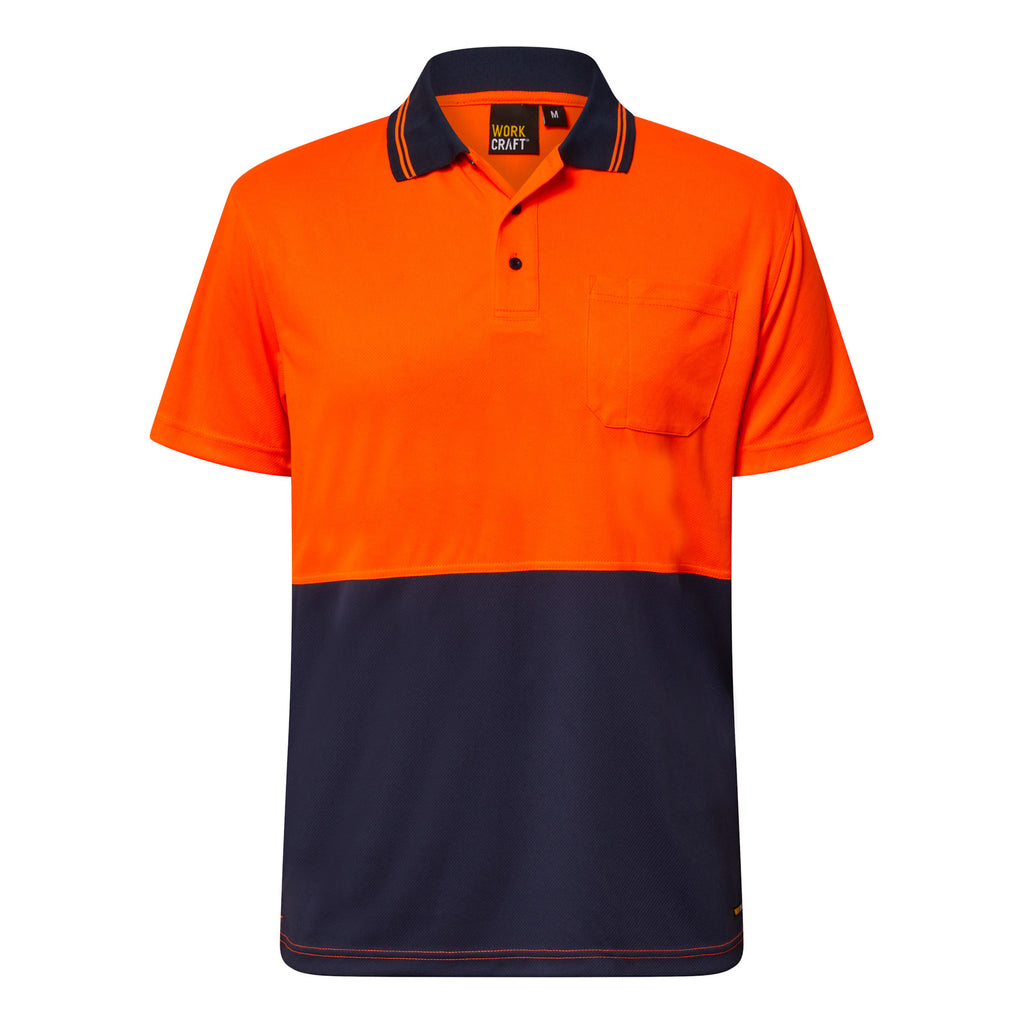 HI VIS LIGHTWEIGHT SHORT SLEEVE MICROMESH POLO WITH POCKET