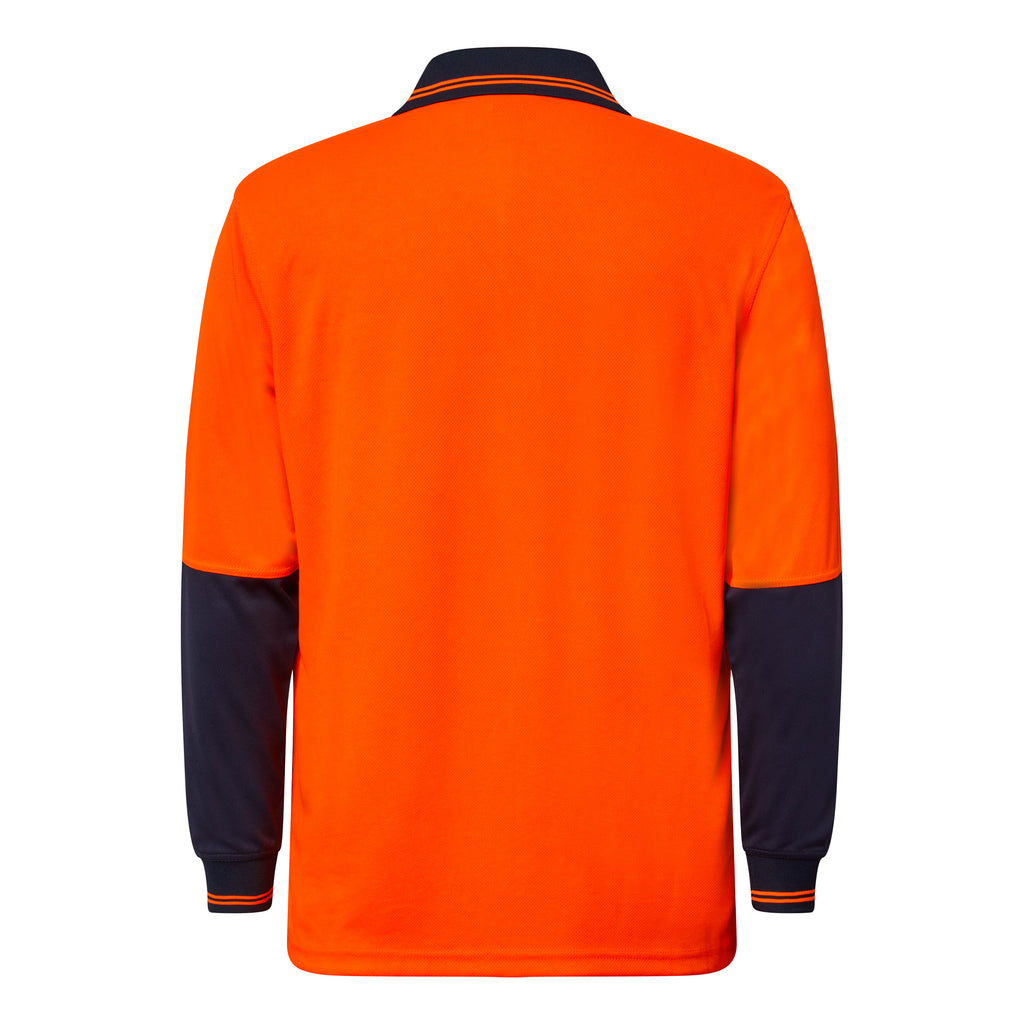 HI VIS LONG SLEEVE MICROMESH POLO WITH POCKET