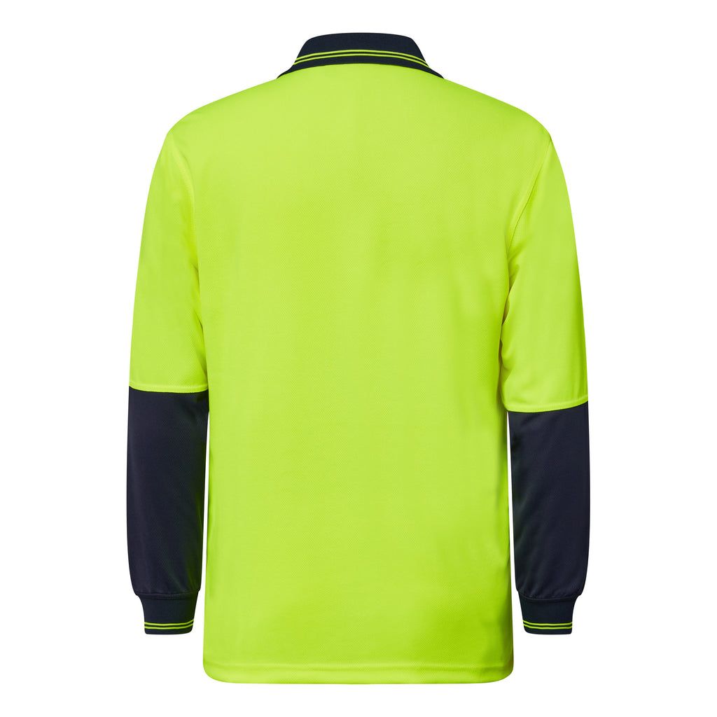 HI VIS LONG SLEEVE MICROMESH POLO WITH POCKET