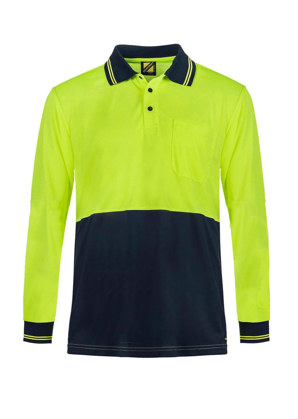 HI VIS LIGHTWEIGHT LONG SLEEVE MICROMESH POLO WITH POCKET