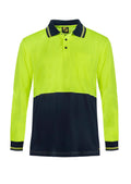 HI VIS LIGHTWEIGHT LONG SLEEVE MICROMESH POLO WITH POCKET