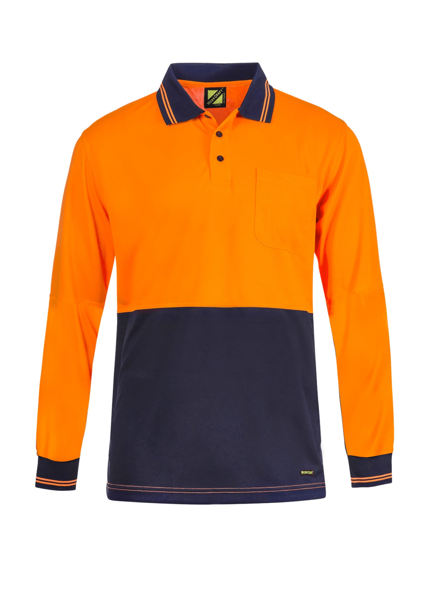 HI VIS LIGHTWEIGHT LONG SLEEVE MICROMESH POLO WITH POCKET