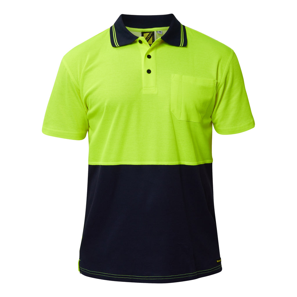 HI VIS SHORT SLEEVE COTTON BACK POLO WITH POCKET